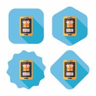 cell phone online shopping flat icon with long shadow eps10 N18