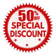 Special discount 50 off stamp