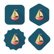 Sailboat flat icon with long shadow eps10 N18