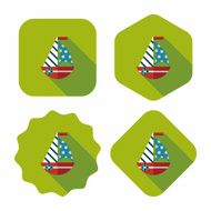 Sailboat flat icon with long shadow eps10 N19