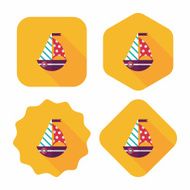 Sailboat flat icon with long shadow eps10 N20