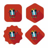 shopping cart flat icon with long shadow N10