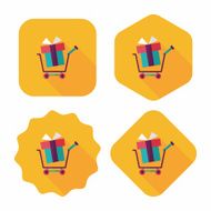 shopping cart flat icon with long shadow N11