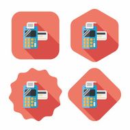 Shopping credit card machine flat icon with long shadow eps10 N7