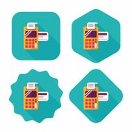 Shopping credit card machine flat icon with long shadow eps10 N8