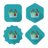 shopping basket flat icon with long shadow eps10 N36