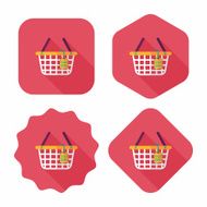 shopping basket flat icon with long shadow eps10 N37