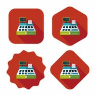 shopping cash register flat icon with long shadow eps10 N33