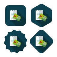 shopping credit card bill flat icon with long shadow eps10 N29