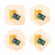 shopping credit card bill flat icon with long shadow eps10 N31