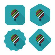Hot Air Balloon flat icon with long shadow N50