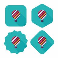 Hot Air Balloon flat icon with long shadow N52