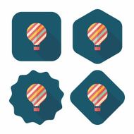 Hot Air Balloon flat icon with long shadow N53