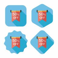 shopping sale sign flag flat icon with long shadow eps10 N45