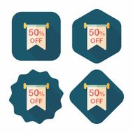 shopping sale sign flag flat icon with long shadow eps10 N47