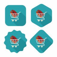shopping cart flat icon with long shadow eps10 N80