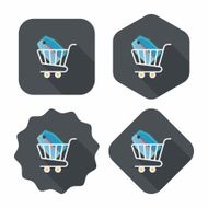 shopping cart flat icon with long shadow eps10 N81
