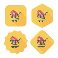 shopping cart flat icon with long shadow eps10 N83