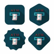 atm flat icon with long shadow N15