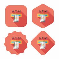 atm flat icon with long shadow N16