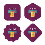 atm flat icon with long shadow N17