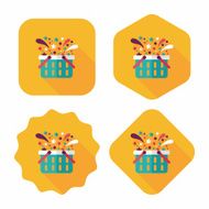 shopping basket flat icon with long shadow eps10 N40