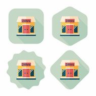 Building convenient store flat icon with long shadow eps10 N6