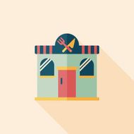 Building restaurant flat icon with long shadow eps10 N35