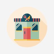 Building restaurant flat icon with long shadow eps10 N36