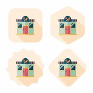 Building restaurant flat icon with long shadow eps10 N37