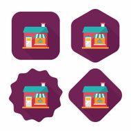 Building restaurant flat icon with long shadow eps10 N48