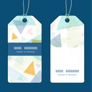Vector abstract fabric triangles vertical stripe frame pattern tags set