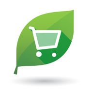 Green leaf icon with a shopping cart