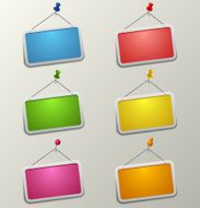 Colorful blank labels with pins template