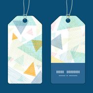 Vector abstract fabric triangles vertical stripe frame pattern tags set N2