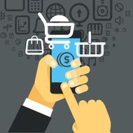 Different techno icons flows into modern smartphone