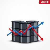 Oil barrels on the price chart background N9
