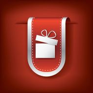 Christmas vertical bookmarks or ribbons with symbol of present on