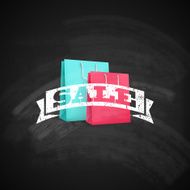 vintage poster with shopping bag sale concept vector illustration chalkboard N2