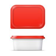 White butter container with red lid template