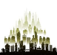 City background made of building silhouettes N5