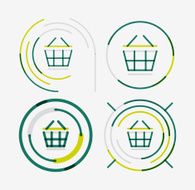 Thin line neat design icon set shopping cart