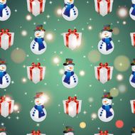 New year pattern with snowman and gift Christmas texture fill
