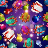 New year pattern with gifts and Christmas tree toys N2