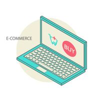 Vector concept of online shop in 3d line design N3