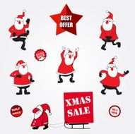 stickers for winter sale with funny santa clauses