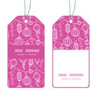 Vector holiday lanterns line art vertical stripe frame pattern tags