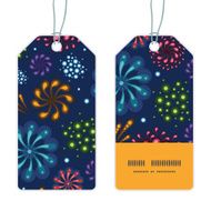 Vector holiday fireworks vertical stripe frame pattern tags set
