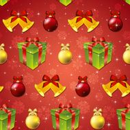 New year pattern with tree toys gift and Christmas bell
