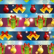 New year pattern with tree toys gift and Christmas bell N2
